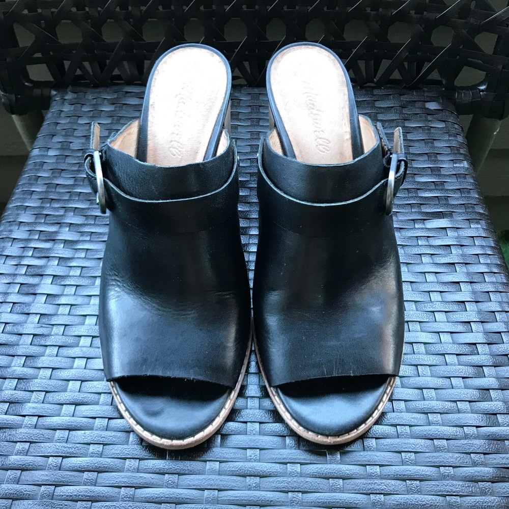Madewell Black Leather Slide/Open-toe Mule